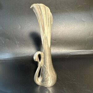Vintage Silver Plated Swan Bud Vase Art Deco Design Weighted Bottom 7" H